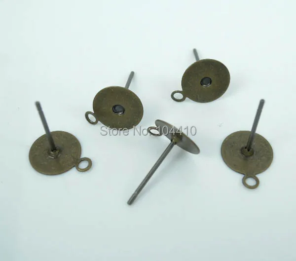 8 мм пустая Плоская Круглая клейкая подкладка с петлей для сережек-гвоздиков