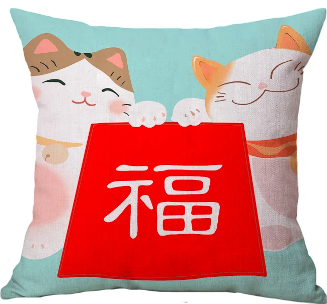 Японский счастливый кот Красный котенок наволочка для тела льняные подушки