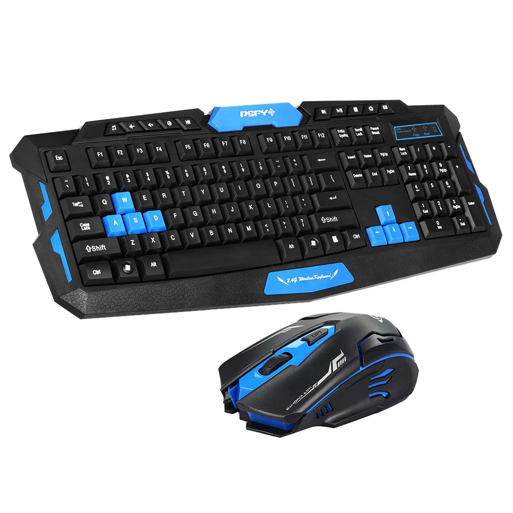 

2.4GHz Wireless Keyboard Gaming Keyboard Mouse Combo 19 Keys Anti-ghosting DPI USB Receiver Adapter Mouse Mat for Laptop Desktop