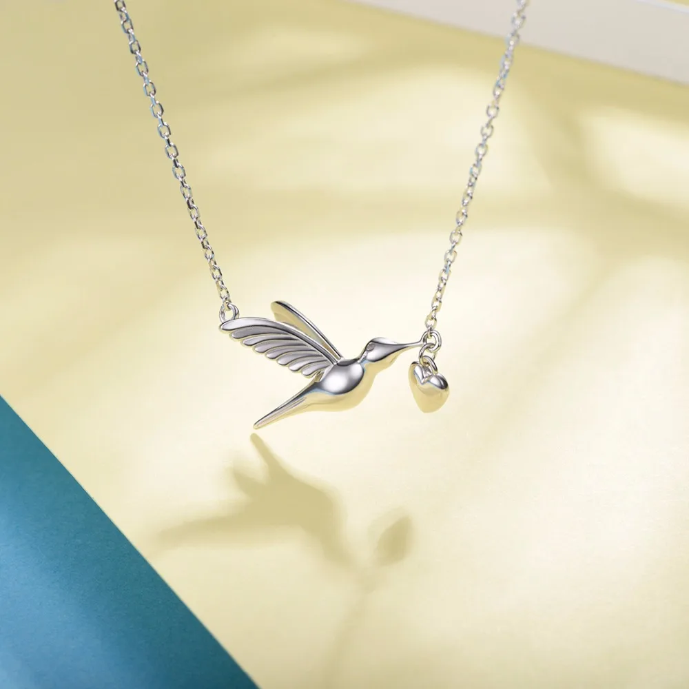 

Love Bird Heart Pendant Necklace 925 Sterling Silver Give You My Heart Lovebirds Heart Charm Gift For Heart P6019B