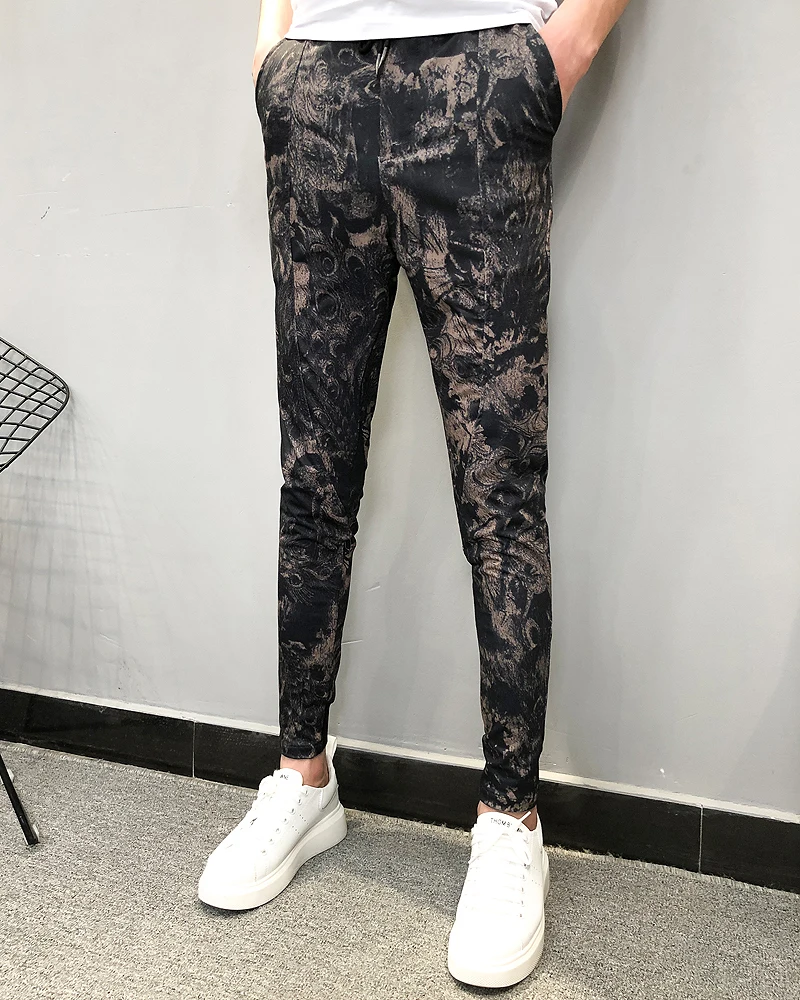 Летние модные брендовые новые Pantalon Hombre мужские штаны для бега, повседневные облегающие штаны до щиколотки с принтом, шаровары, мужские брюки