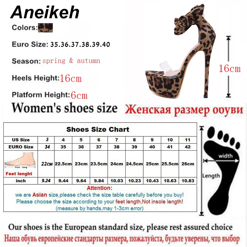 Aneikeh/Новые пикантные женские босоножки на очень высоком каблуке 16 см с леопардовым принтом; Летняя обувь на платформе с открытым носком; босоножки на тонком каблуке; туфли-лодочки