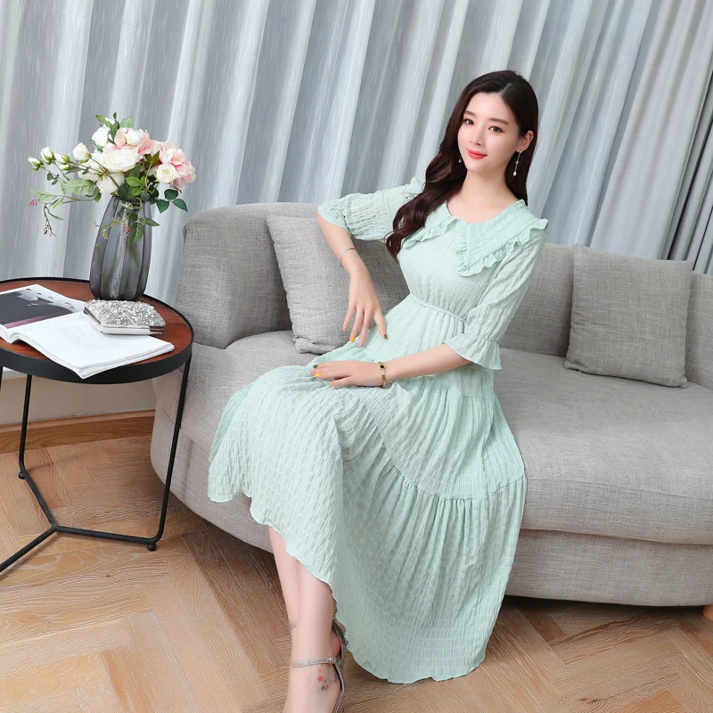 Women Vintage Cute Chiffon Girls Dress Party Midi Office Elegant Lady Vacation Summer Beach Casual Korean Runway Vestidos | Женская