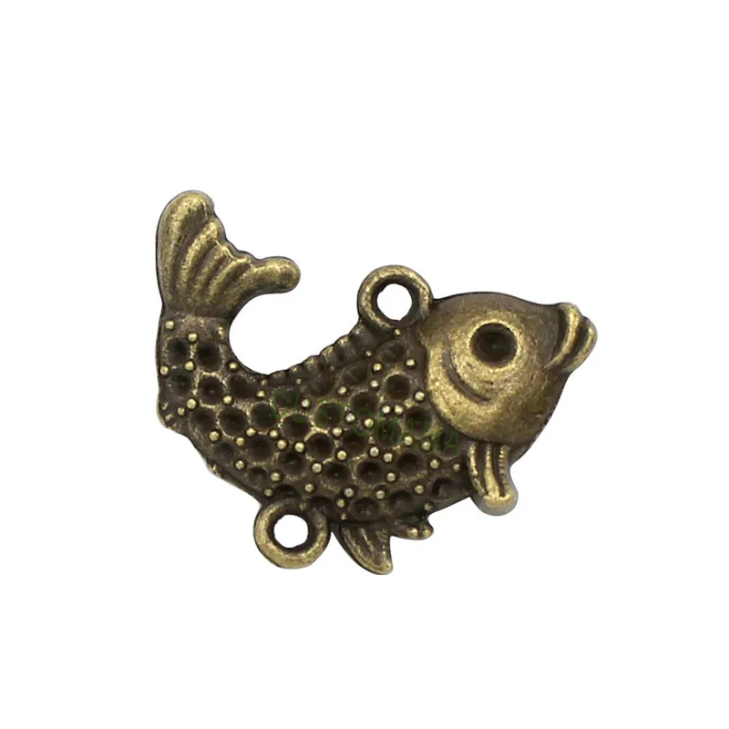

40pcs-антикварные бронзовые тона рыбы соединитель амулеты 21x18мм