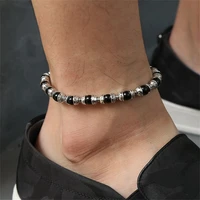 beaded ankle bracelet men feet jewelry accessories adjustable length lleg bracelet male fashion anklets