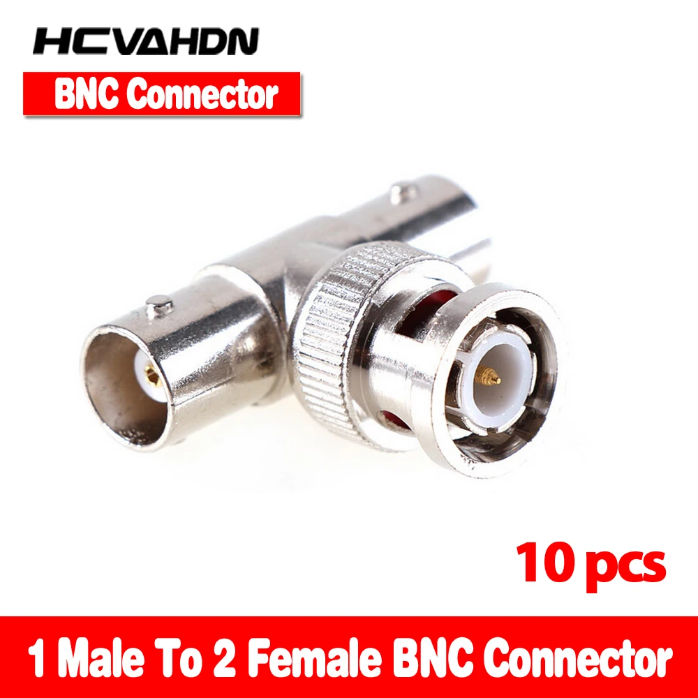 

HCVAHDN BNC T Adapter Splitter Connector Coupler 1 Male to 2 Female CCTV Jack Plug