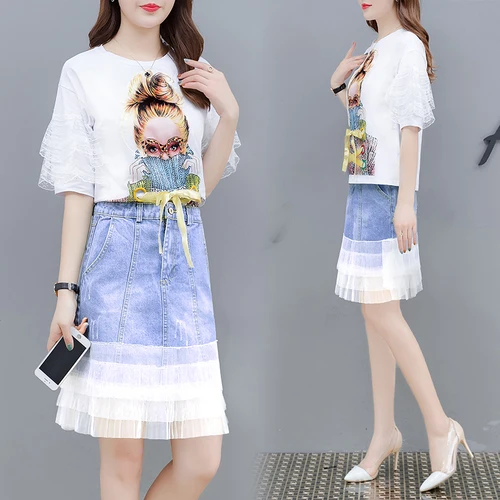 Свободная рубашка с принтом из мультфильма женские джинсовые костюмы одежда для