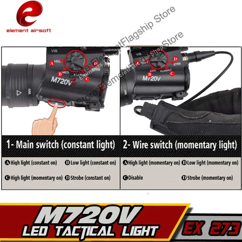 Охотничий фонарик Element M720V LA 15 зеленый лазерный PEQ крепление под давлением двойной