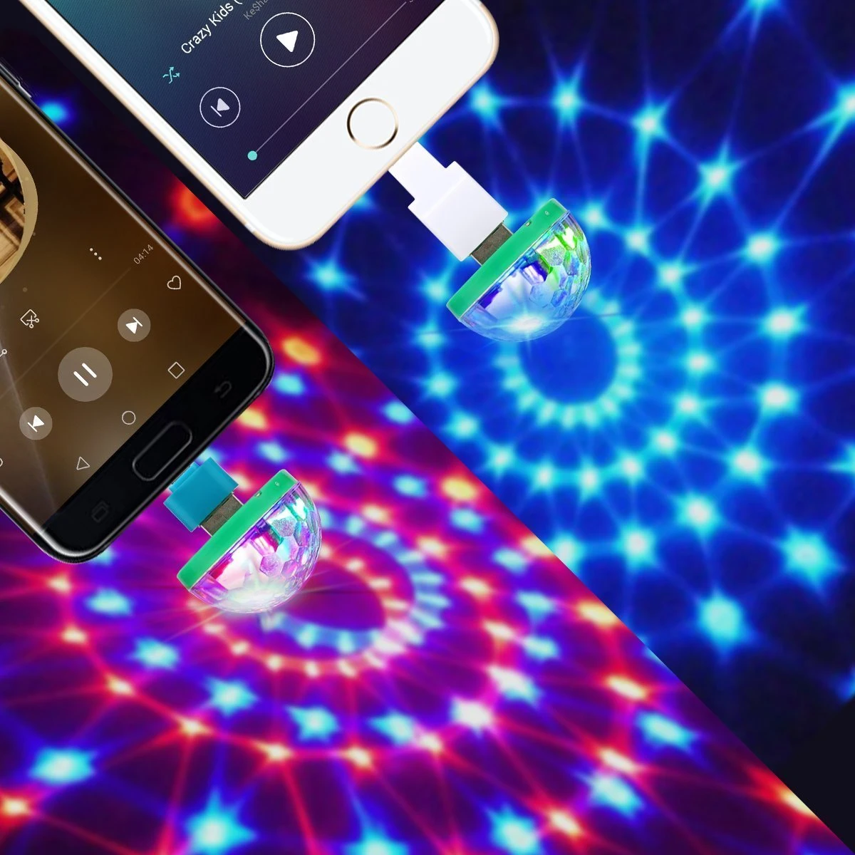 

Mini 4-LED Disco Ball USB Powered Stage Light RGB Stage Decoration Projector Rotating Mirror Disco Ball For Party for Android