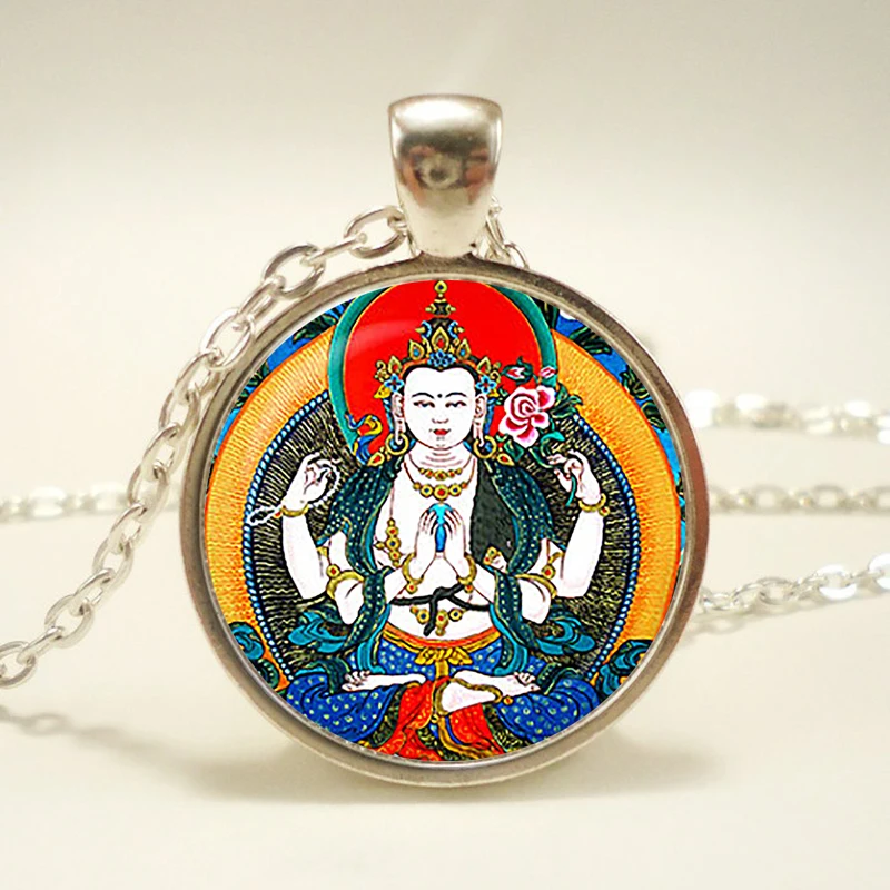 Подвеска Будда и ожерелье ювелирные изделия буддийская стеклянная подвеска