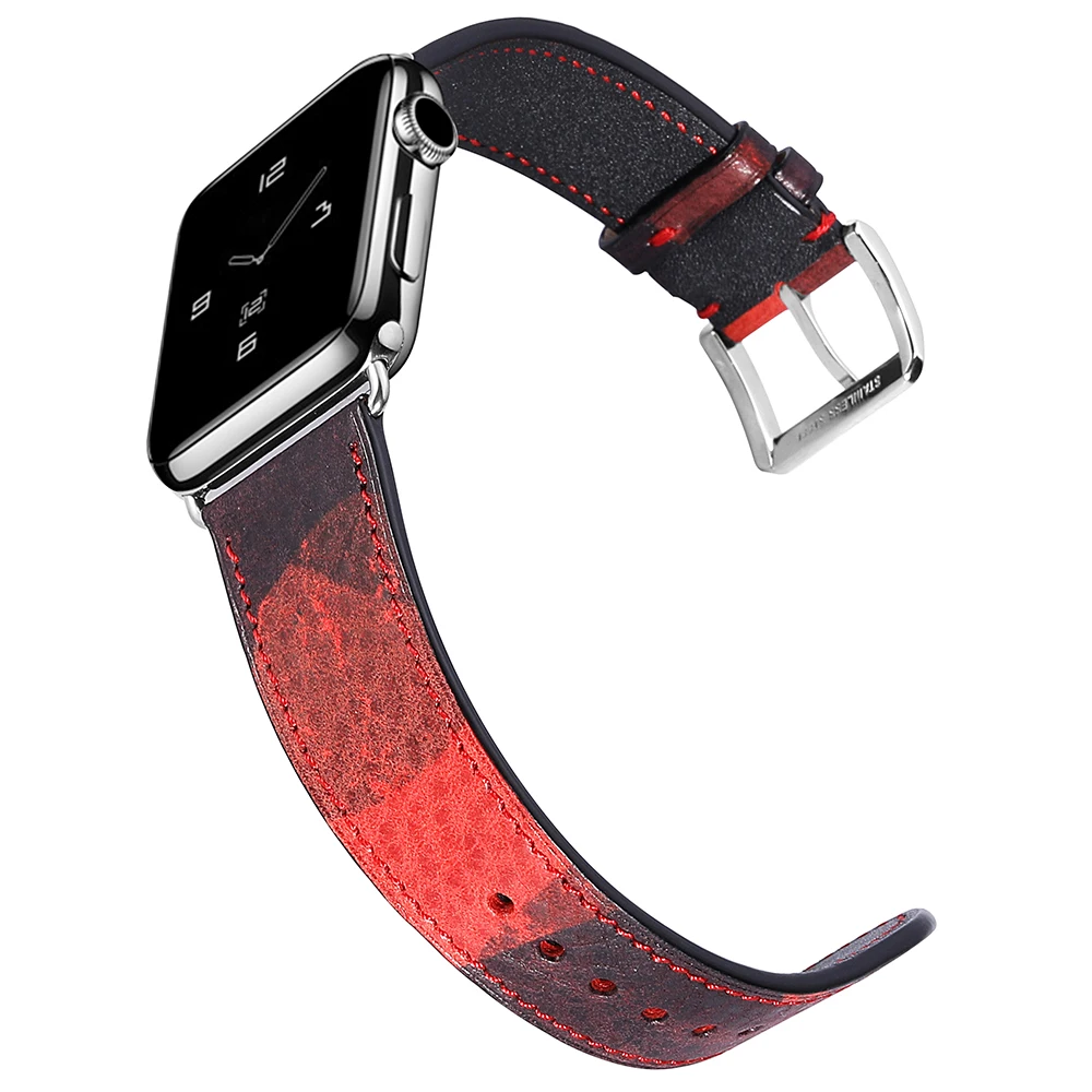 Ремешок для Apple Watch 38 мм 42 мм ремешок для Apple Watch 40 мм 44 мм камуфляжная серия 4/3 Серия 2 серия 1 кожаный браслет iWatch