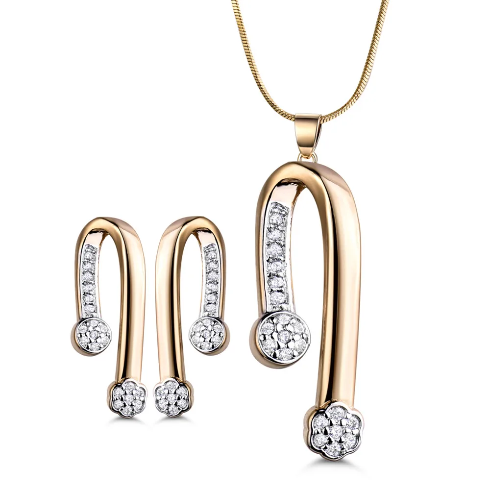 Jewelry Set MOLIAM уникальная дизайнерская бижутерия наборы для женщин золотой цвет кубического циркония кулон эффектное ожерелье серьги г. MLT050 - Окраска металла: Jewelry Set