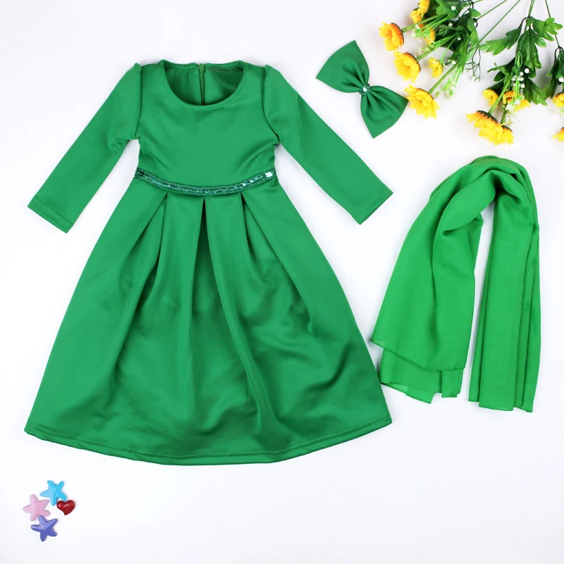 Детское платье с длинным рукавом бантом и зажимами | Мать ребенок