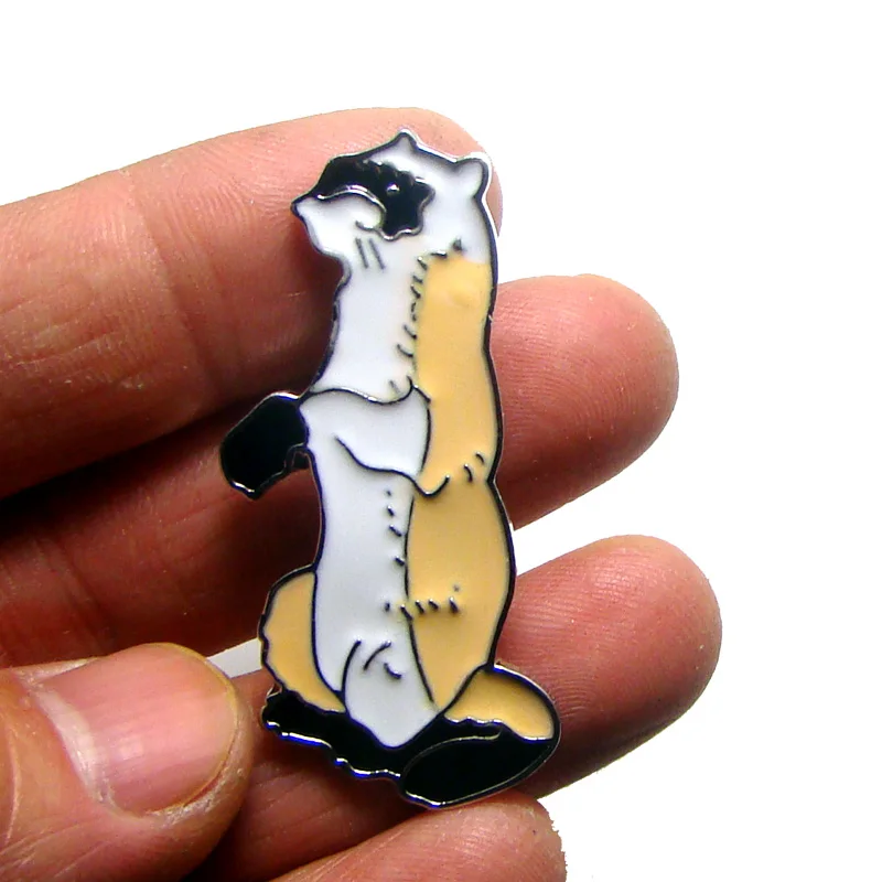 Эмалированная металлическая декоративная брошь в виде хорька модный значок