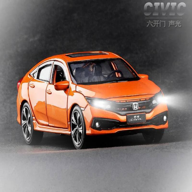 1/32,, HONDA, новинка, CIVIC, игрушечные машинки, металлическая игрушка, литые под давлением машины, модель автомобиля, звук и светильник, игрушки для детей, подарок для мальчиков
