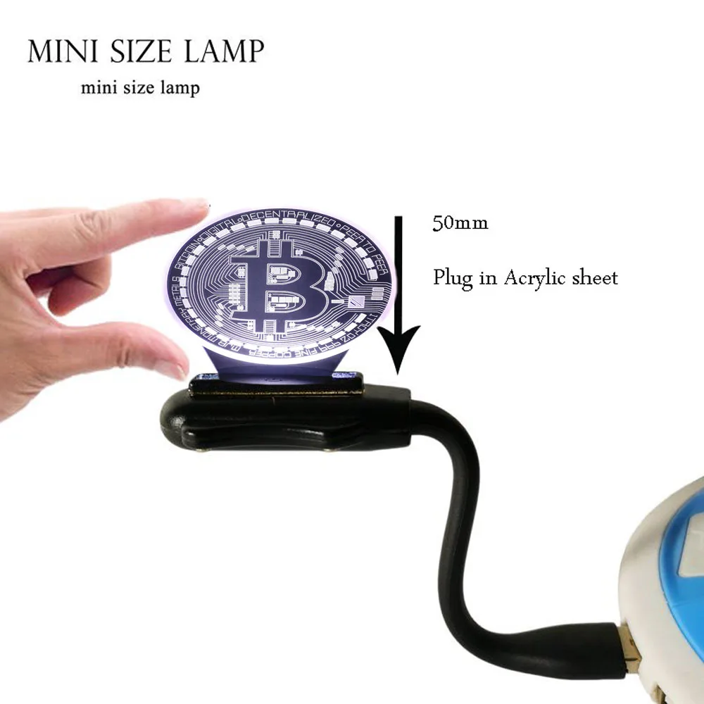 Mini USB Lamp 3D иллюзия светодиодный 7 цветов Изменение USB База Блеск акриловая панель Биткоин декор комнаты прикроватный ночник Настроение лампы праздник друг подарок - Испускаемый цвет: Mini USB Lamp
