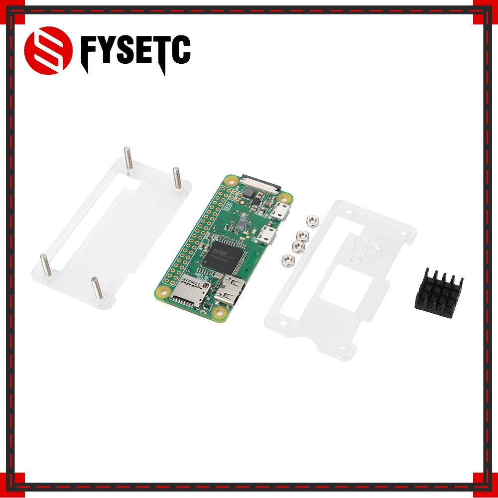 Raspberry Pi Zero W Case Acrylic + Black Aluminum Heat Sink Transparent Box compatible for V 1.3 Board | Компьютеры и офис