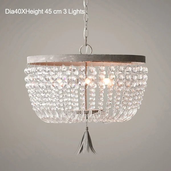 Dia40 H45cm 3 lights Винтажная Золотая люстра освещение K9 Хрустальная бусина подвесная люстра Ретро подвесные светильники для гостиной спальни кухни столовой - Цвет абажура: Dia40 H45cm 3 lights