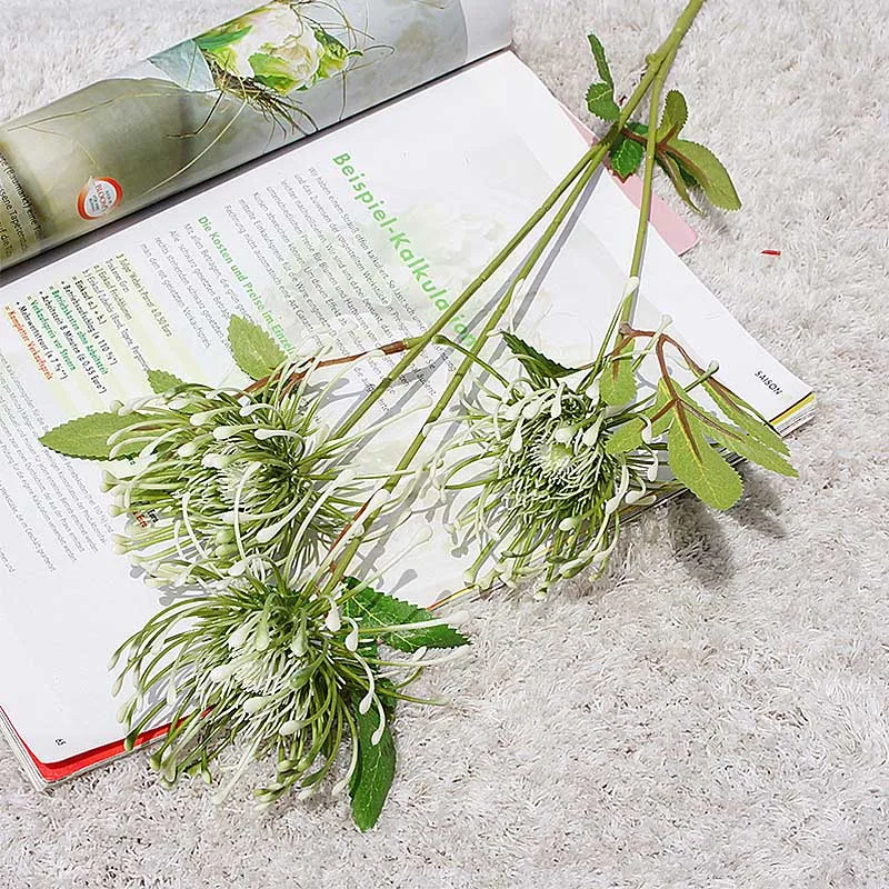 Green 3 вилки, искусственные цветы, букет, свадебные принадлежности, настоящие на ощупь, искусственные цветы для украшения дома и сада - Цвет: Green