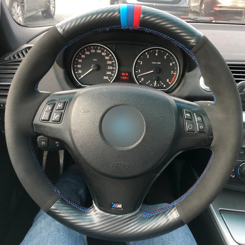 Кожаная черная замша из углеродного волокна для BMW M Sport M3 E90 E91 E92 E93 E87 E81 E82 E88 X1 E84 |