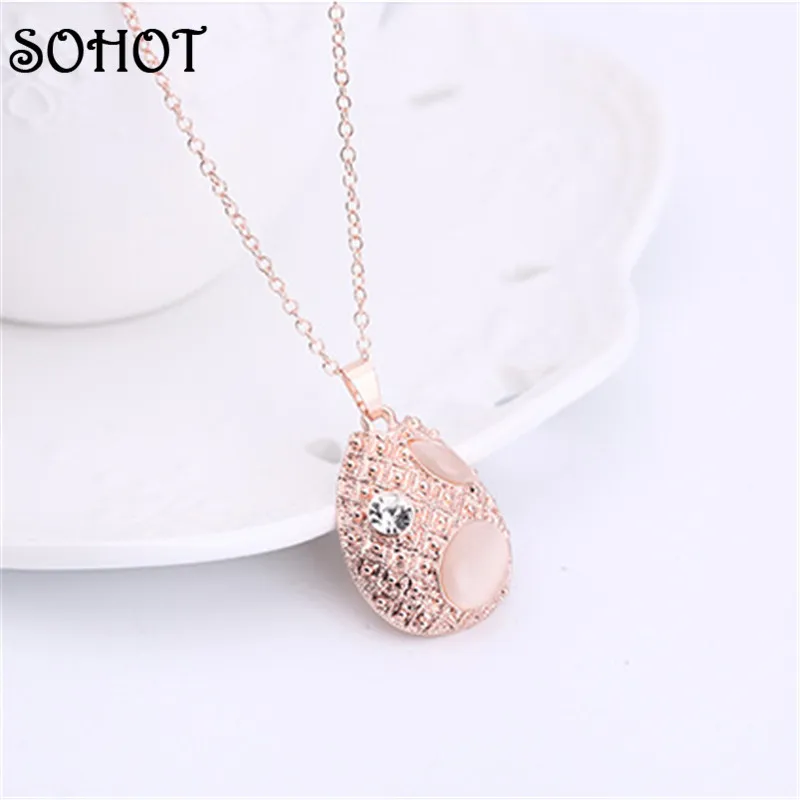 SOHOT элегантные женские серьги-подвески с опалом и кристаллами ожерелье кулоном