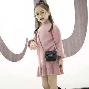 Платье-Свитер с оборками для маленьких девочек; Вечерние ское праздничное рождественское платье принцессы с длинными рукавами; Осенняя одежда для маленьких девочек