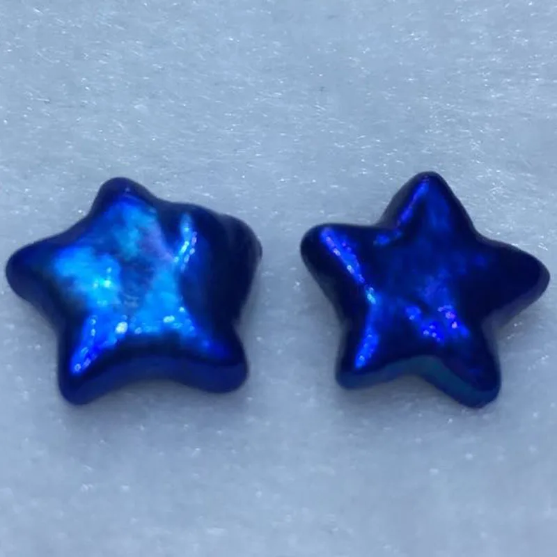 Wholesale AA 12-13mm No Hole Acid Blue Star Shaped Loose Freshwater Pearl