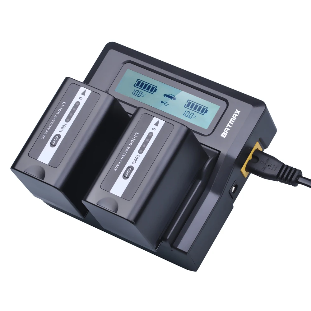 4 шт. аккумуляторы 5200 мАч и двойное зарядное устройство с ЖК дисплеем|Цифровые