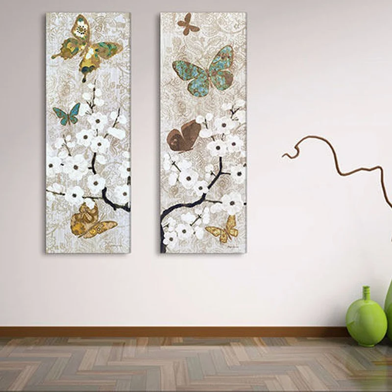 

HUGE MODERN ABSTRACT WALL DECOR ART OIL PAINTING CANVAS no frame Plum Butterfly home decoration for living room