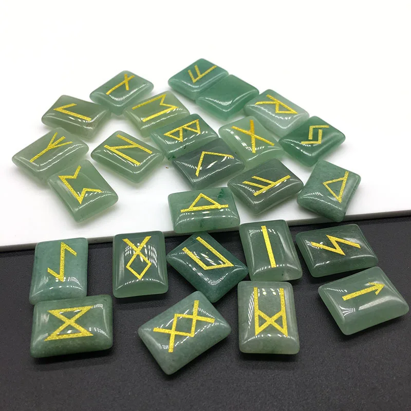 25 шт. натуральный зеленый Агаты/красные Агаты/тигровый глаз камень руны викингов