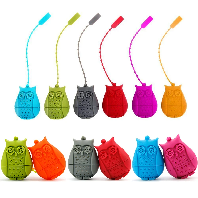 

Reusable Tea Infuser Strainer Cartoon Owl Silicone Loose Tea Bags Eco-friendly Tea Infuser Filter Home Kitchen Office Teaware