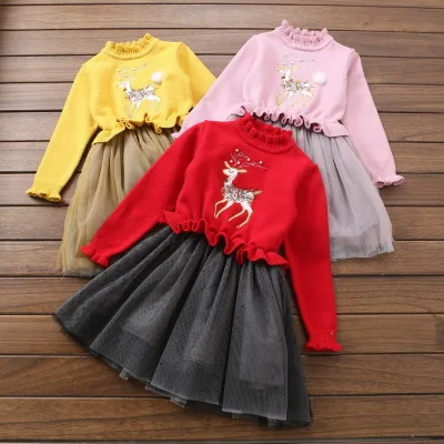 

2018 new winter children's clothing girls sweaters dresses 6-14 years girls' sweater A16