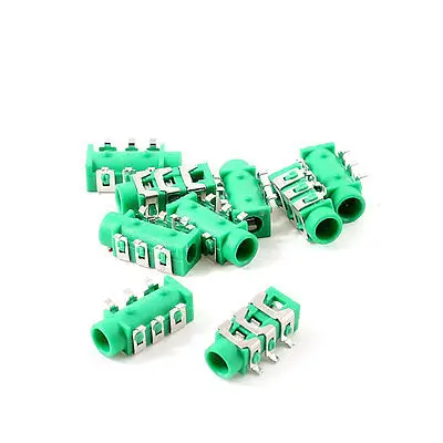 10 шт. 6 контактов 3 5 мм SMD стерео вход для наушников разъем печатной платы зеленый |