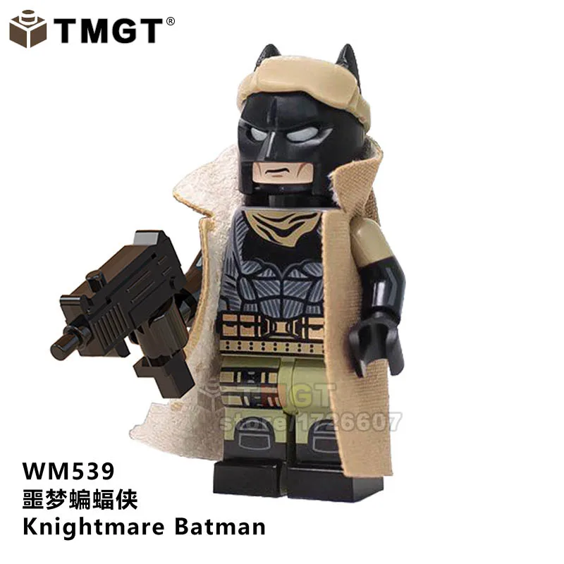 Кораллово-Красный Одиночные кубики «Бэтмен» Red Son Batman-Tire Armor темные ночи: металлические беспощадные летучие мыши, которые смеются, строительные блоки, игрушки для детей - Цвет: Кораллово-Красный