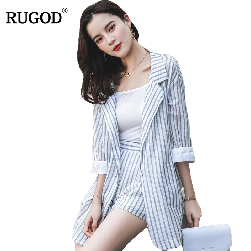 Женский офисный костюм RUGOD элегантный из двух предметов с шортами блейзер в