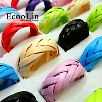 50pcs wholesale jewelry ring lots fashion multicolor wood man made braided personalized ribbon braided rings lb002 free shipping