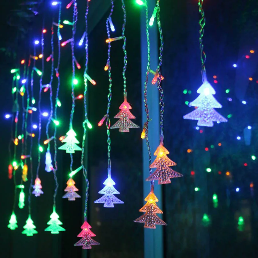 

3.5M 96 LED Christmas Tree Curtain Icicle String Lights LED Curtain Garland Christmas New Year Wedding Party Decoration Lights