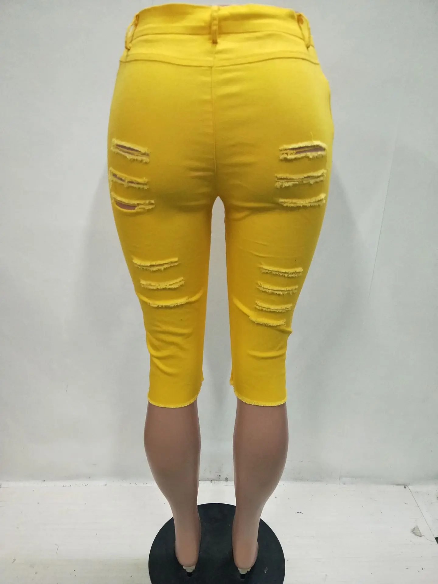 

HAOOHU Sexy Jeans Pants Women High Waist Holes Casual short pants Denim Streetwear Pencil Pants