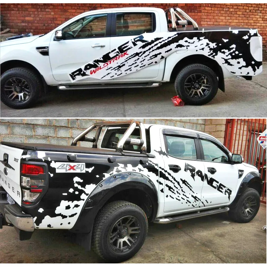 Автомобильные аксессуары mudslinger ranger с красным лесным треком кузова задний хвост сторона графический винил для Ford ranger или wildtrack2012