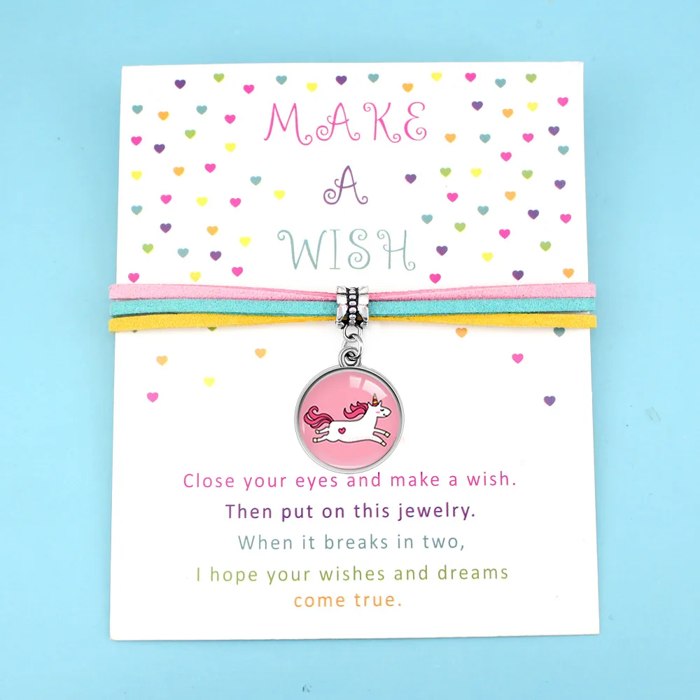 Браслеты с единорогом лошадью животным сердцем сердечком и надписью Love Wish