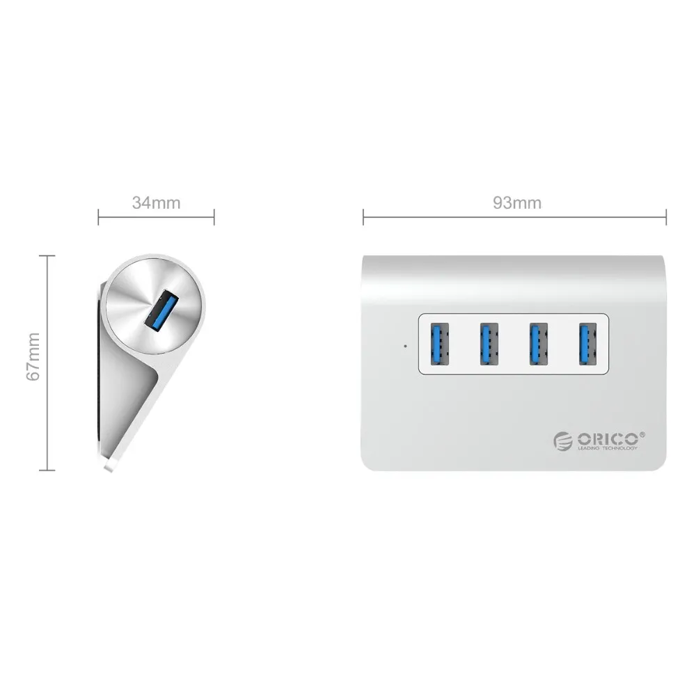 ORICO USB 3,0 концентратор супер скорость 4 порта микро внешний usb-хаб разветвитель портативный для Apple Macbook Air ноутбук ПК планшет концентратор