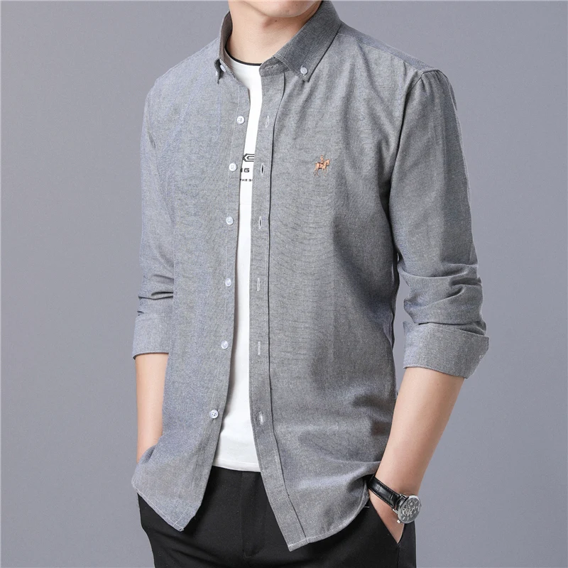 2019 рубашка мужская Длинный рукав Оксфорд ткань slim fit дыхание comfrotable качество