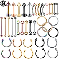 1pc titanium nostril piercing industrial tongue barbell cartilage conch daith earrings eyebrow lip rings helix piercing jewelry