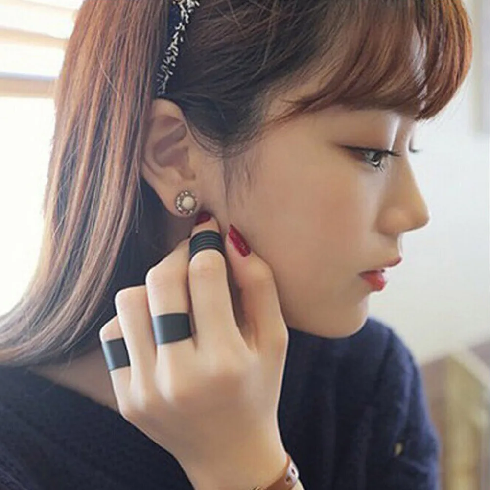 3 шт./компл. модные панк готические кольца широкие крутые черные металлические на