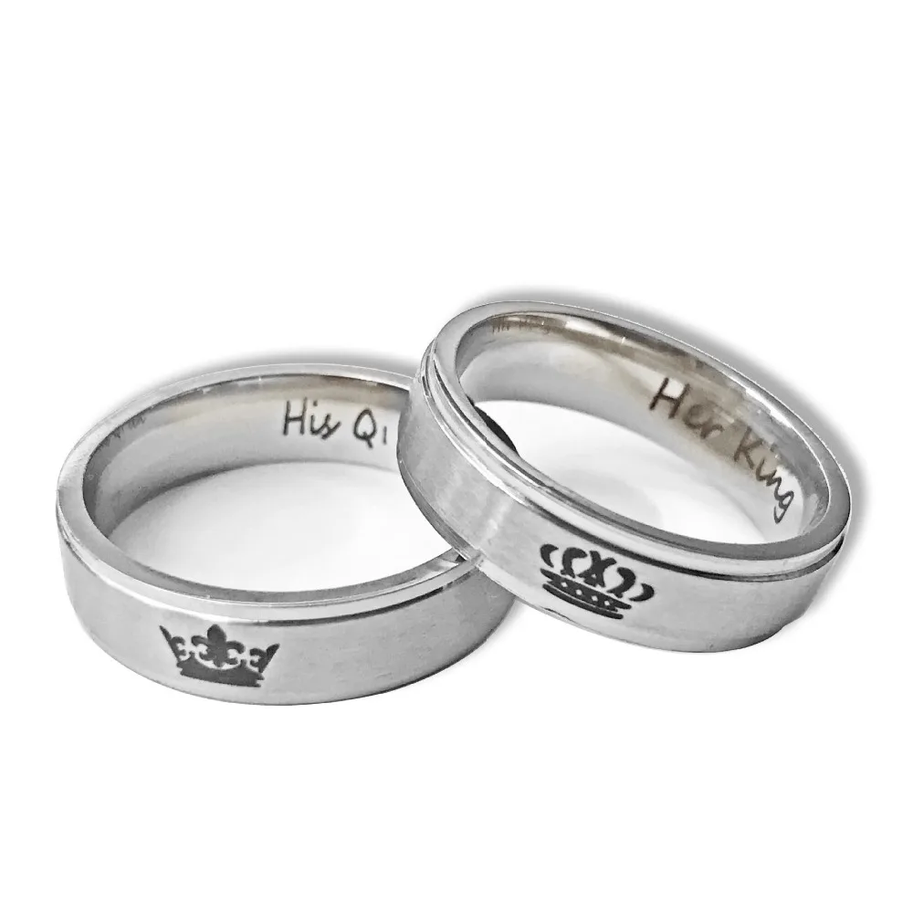 Engagement Wedding Promise Jewelry Ring 2018 Fashion Crown Her king and His Queen Couples Stainless Steel Lover | Украшения и