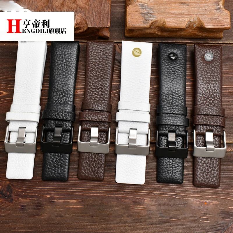 genuine leather watchband for diesel watch belt  DZ7257 1657 4323 7314 7313 7371 straps 22 24 26 27 28 30mm black brown white
