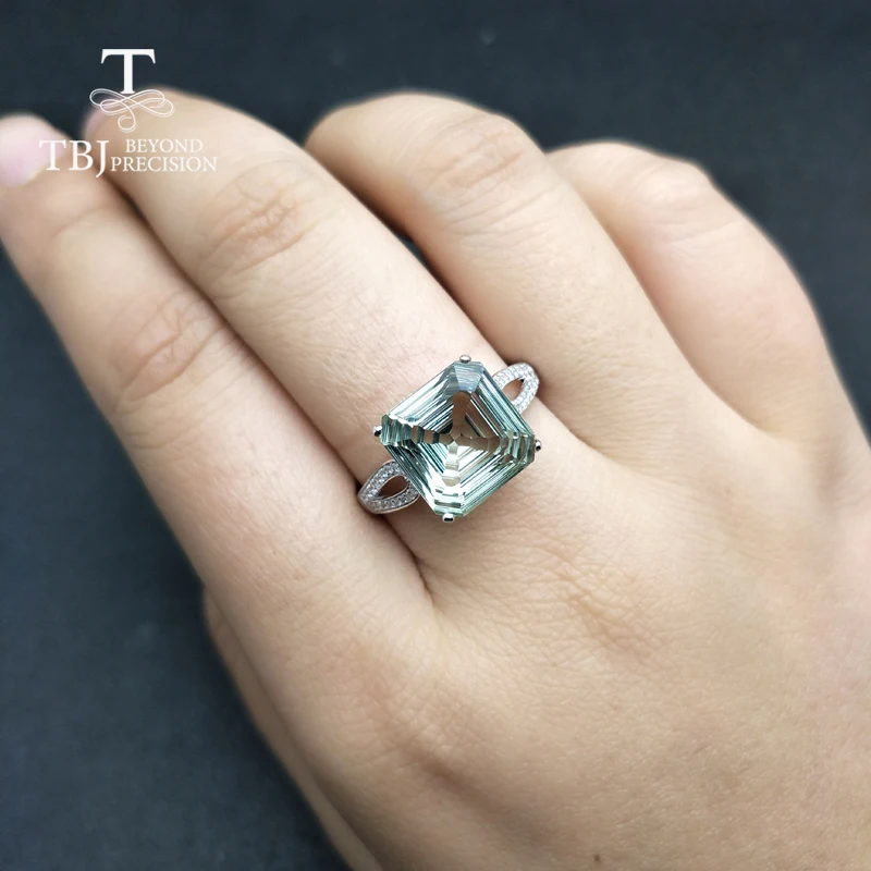 TBJ 2019 Новинка &quotловля глаз&quot 7ct зеленый аметист драгоценный камень кольцо 925