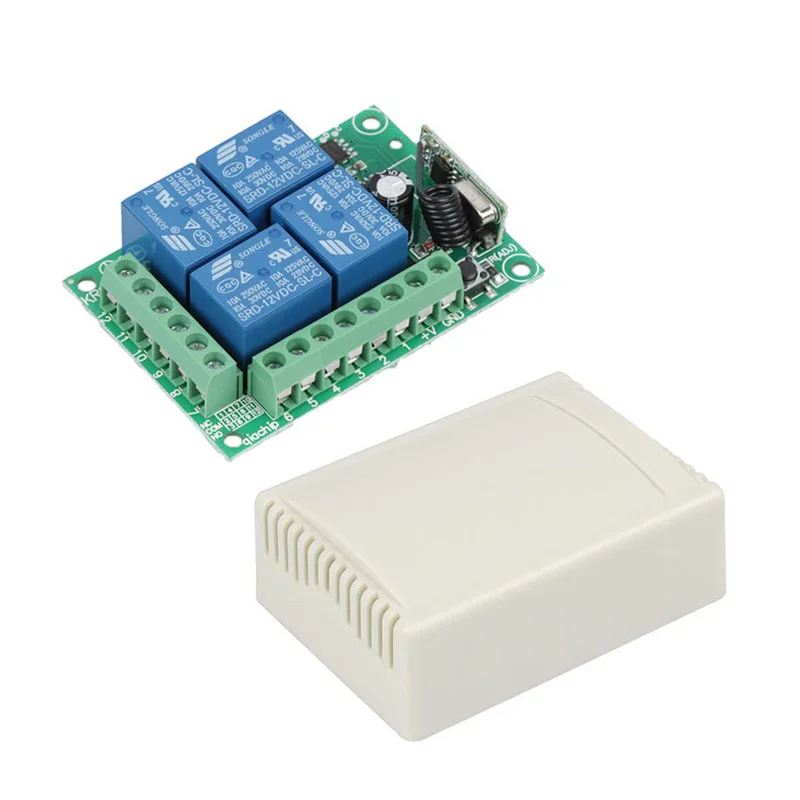 QIACHIP 433 МГц Universele Draadloze Afstandsbediening Schakelaar DC 12 V 4 CH RF Relais Ontvanger Module + | Электроника