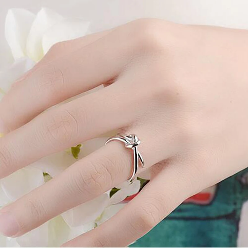 2019 Trendy Gold 925 Sterling Silver Rings For Women Personality Interwoven Rope Knot Ring Jewelry Female Holiday Party Gifts | Украшения и