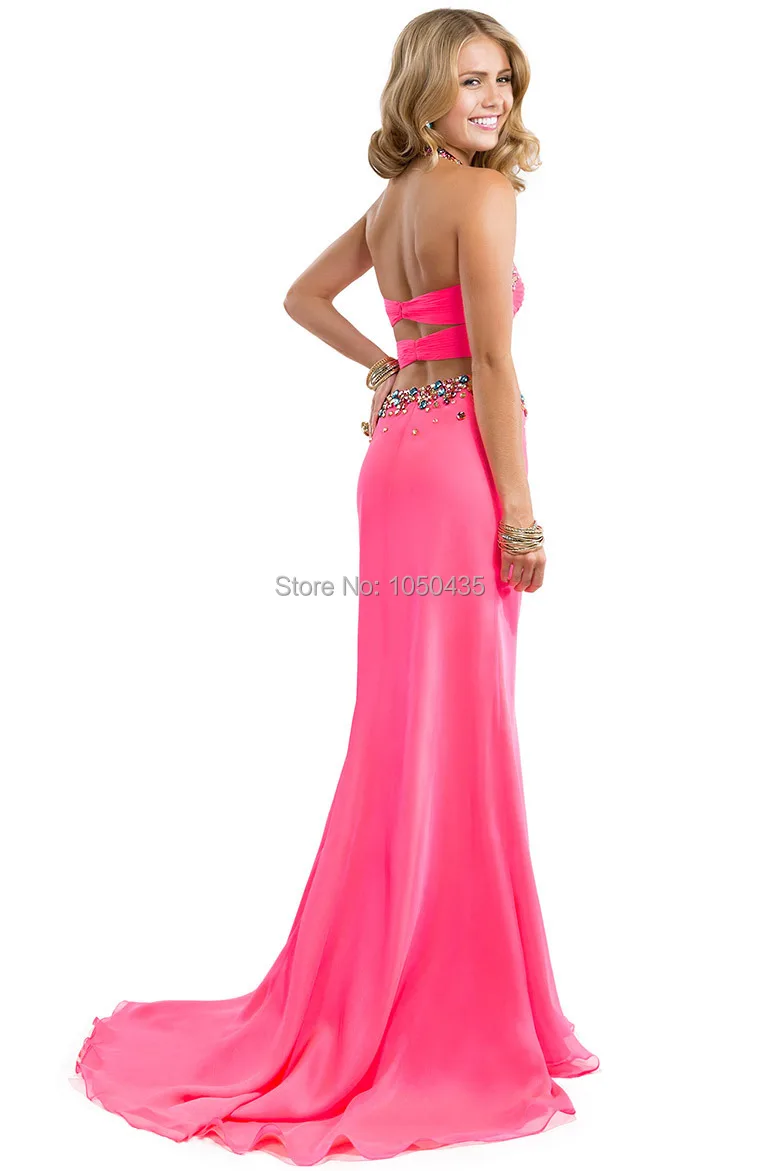 Halter High Split Dress Evening Gowns with Beads and Crystals Sexy Prom Dresses 2014 New Arrival Special Occasions PH49 | Свадьбы и